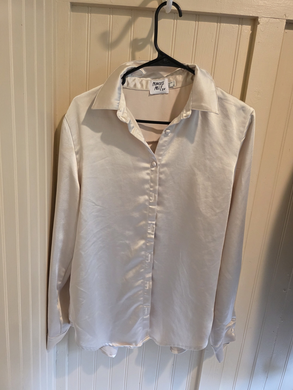 Princess Polly Silky Ivory Button-Up Blouse